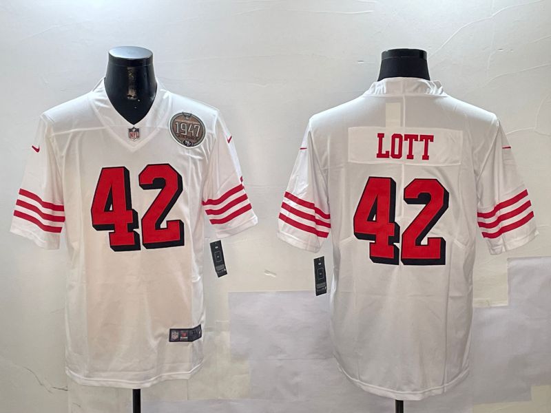 Men San Francisco 49ers #42 Lott White Throwback 2024 Nike Limited NFL Jersey style 01042->san francisco 49ers->NFL Jersey